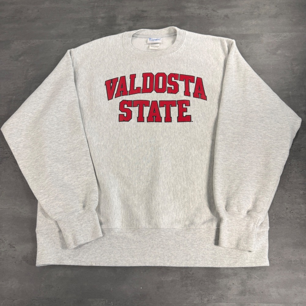 Vintage Champion Sweatshirt Men Large Grey Valdosta State Reverse Weave Pullover